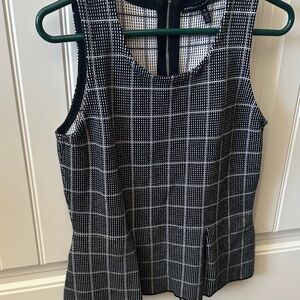 White House Black Market Grid Pattern Sleeveless Blouse